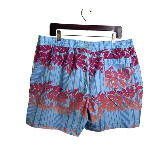 Tommy Bahama Lined Swim Trunks Size XL New  Blue Red Floral Stripe Pockets Beach - Picture 4 of 9